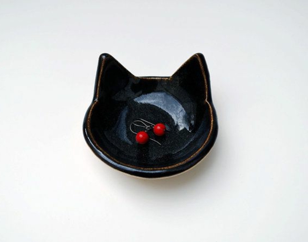 φιγούρες-of-κεραμικού-πλάκα γάτα μαύρη