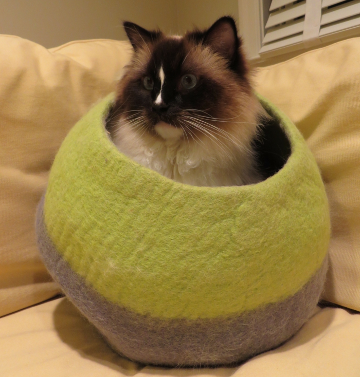 Accesorios de gatos-cama-capullo-gris-y-verde