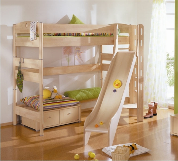 cama alta de madera - para niños