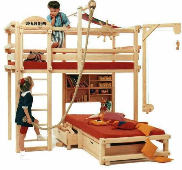 lits d'enfants-auto-construire-enfants-jeux - placard et corde