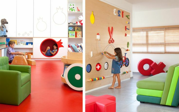 детска градина-интериор-две снимки на стаи-colorful--
