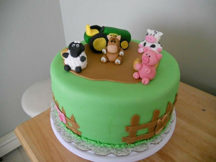 детски рожден ден торта Елегант-модел-зелен цвят