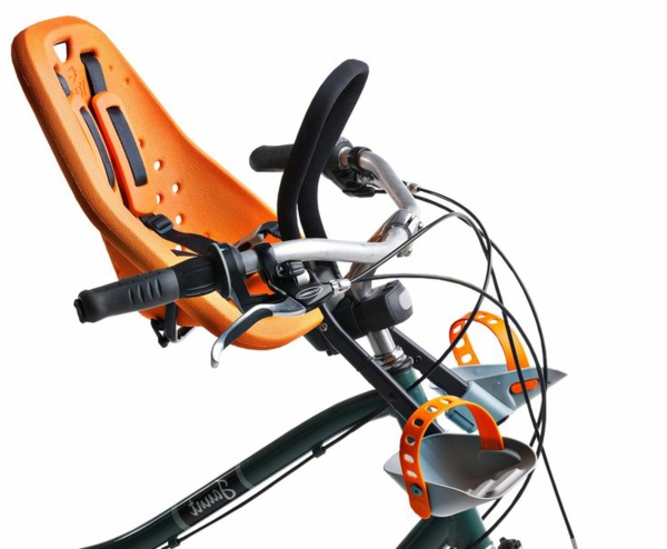lastenistuin polkupyörän oranssi polkupyörä istuimen edessä