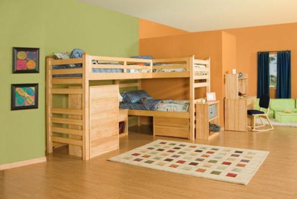 детска стая легло-на-два етажа-от-истинско дърво