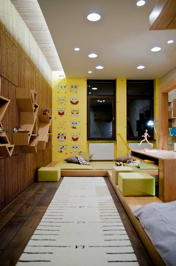 παιδικό δωμάτιο με κίτρινο τοίχο