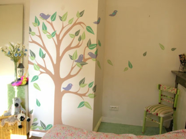 حضانة جدار اللوحة - شجرة - خلفية باللون البيج