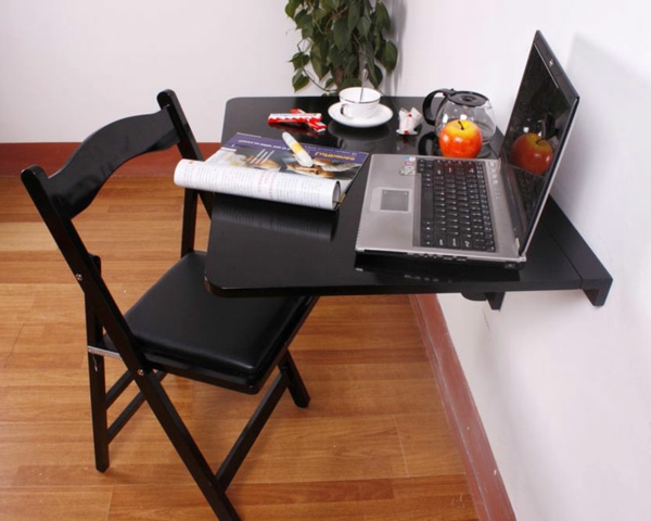 table pliante-bois-cool-space-saving-idées-pour-l'appartement-table-pliante pour mur