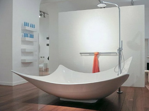 petite-salle de bain-idées-original-cabine de douche - forme particulière