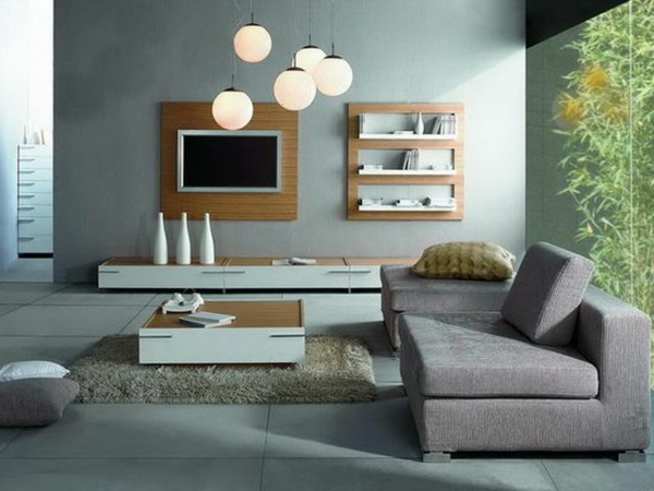mala-prostor-set-sivo-kauč i televizija-on-the-zid