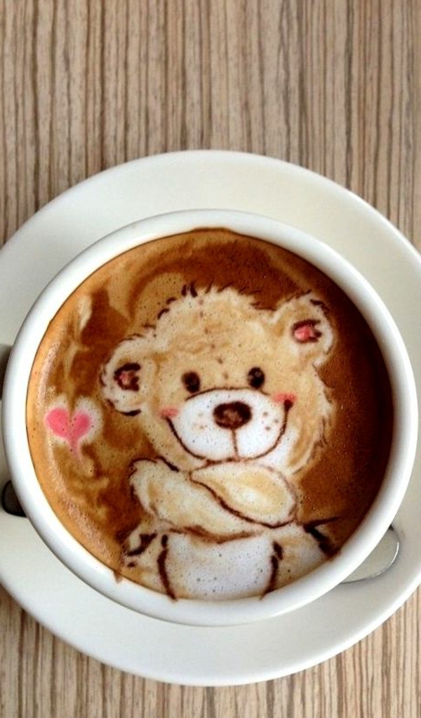 mali medvjed od kave pjene velike ideje