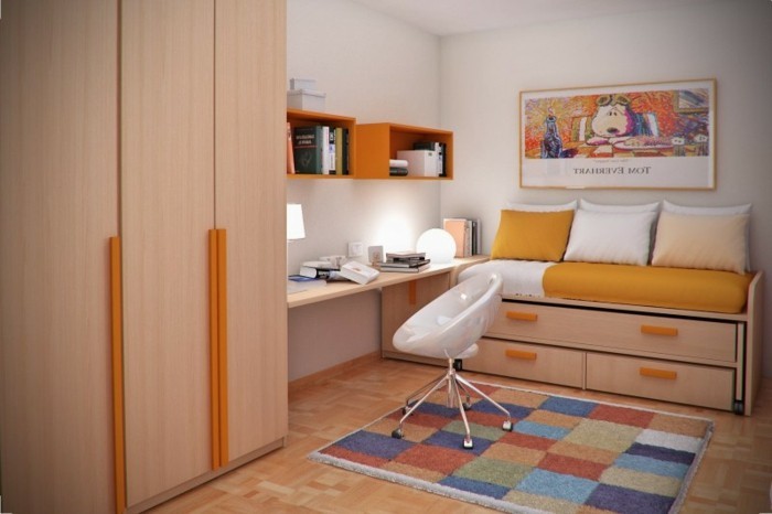 малка стая настройка в-оранжев цвят-друг ъгъл