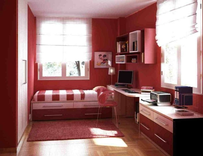 малка стая настройка в червен цвят,