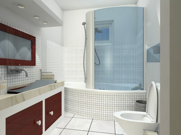 छोटे-बाथरूम-सजावट-आधुनिक - कमरे में स्नान - सुंदर
