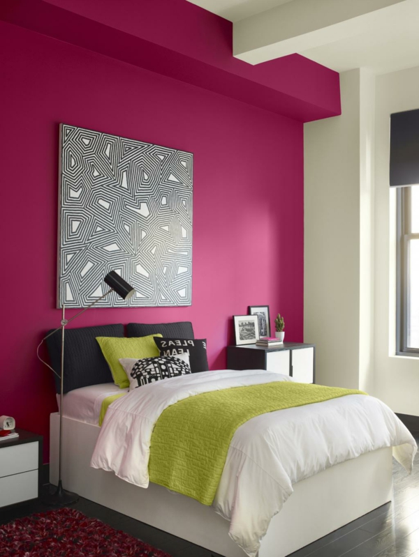 mala spavaća soba - opskrbljuje-ciklamen-zid-kvadratna slika na zidu