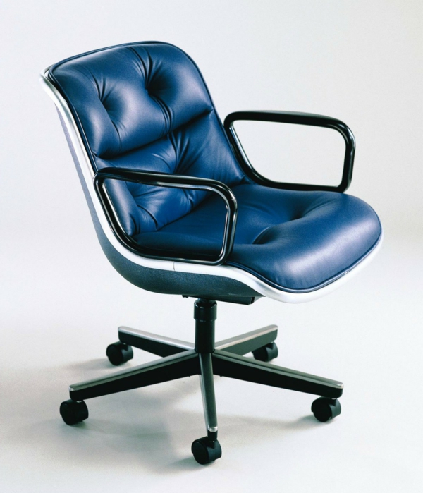 άνετο περιστρεφόμενη καρέκλα-με-μοντέρνο σχεδιασμό δερμάτινη καρέκλα-in-Μπλε