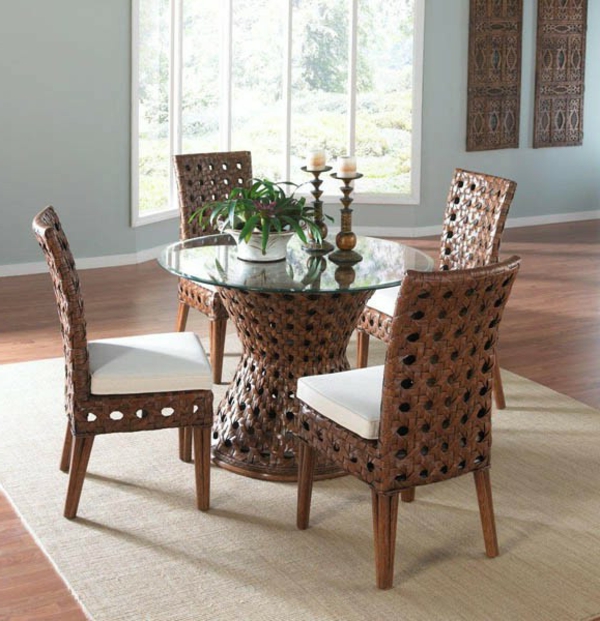 sillas de mimbre por cuarto-menos-con-mesa redonda forma