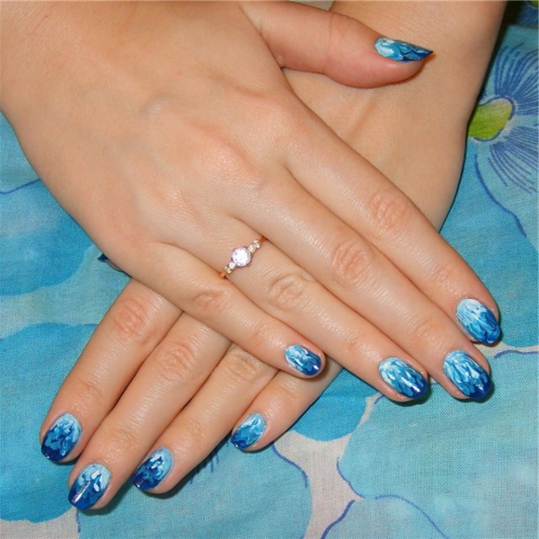 Nail art photos pour mariage - couleur bleue
