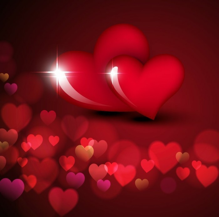 besplatno pozadina Valentinovo-lijepe-dizajn-dva sjajna-srce