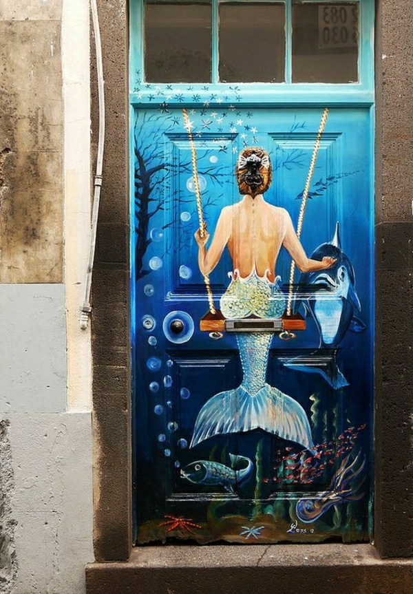 creativos pintados-apartamentos-puertas puertas de entrada-Madeira-Portugal