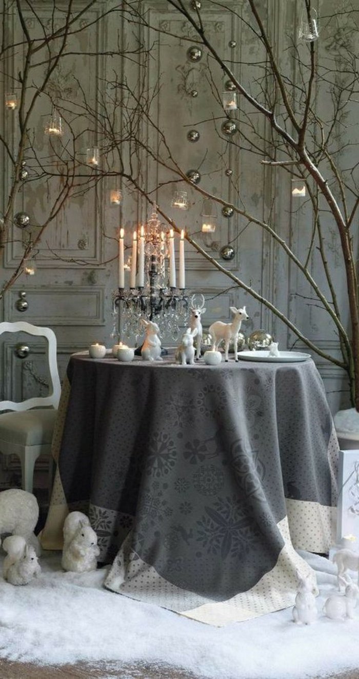 творческа декорация на маса за елхи клонове Silver-weihnachtsschmuck