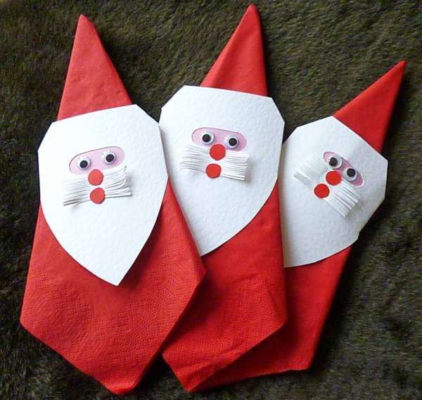 креативни кърпи за салфетки: коледна украса-Santa Claus