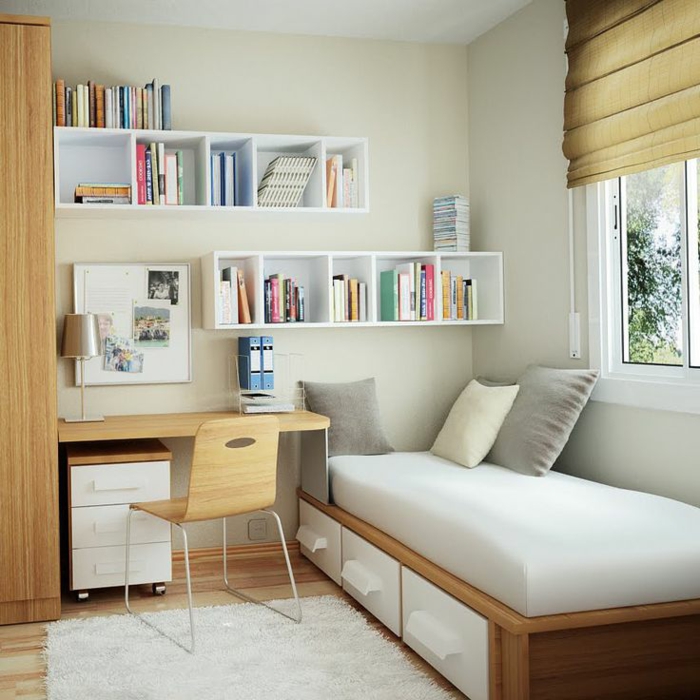 apartamento de diseño creativo-dormitorio-dormitorio establecer las ideas y los gabinetes a unir