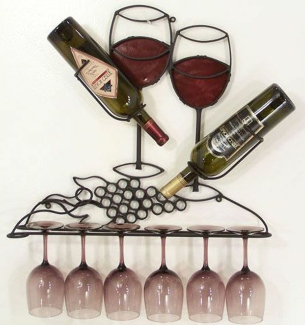 vin rack vous-même construire des idées de conception vin verres et des bouteilles raisins décoration pour le mur