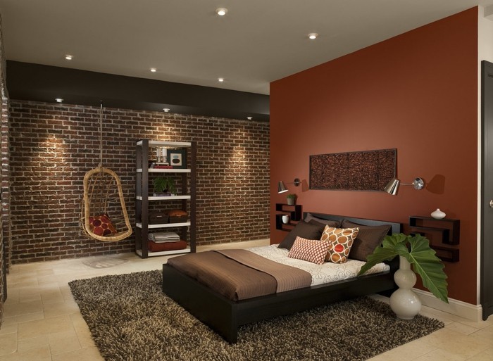 الإبداعي نموذج غرف نوم جميلة، لون الجدار