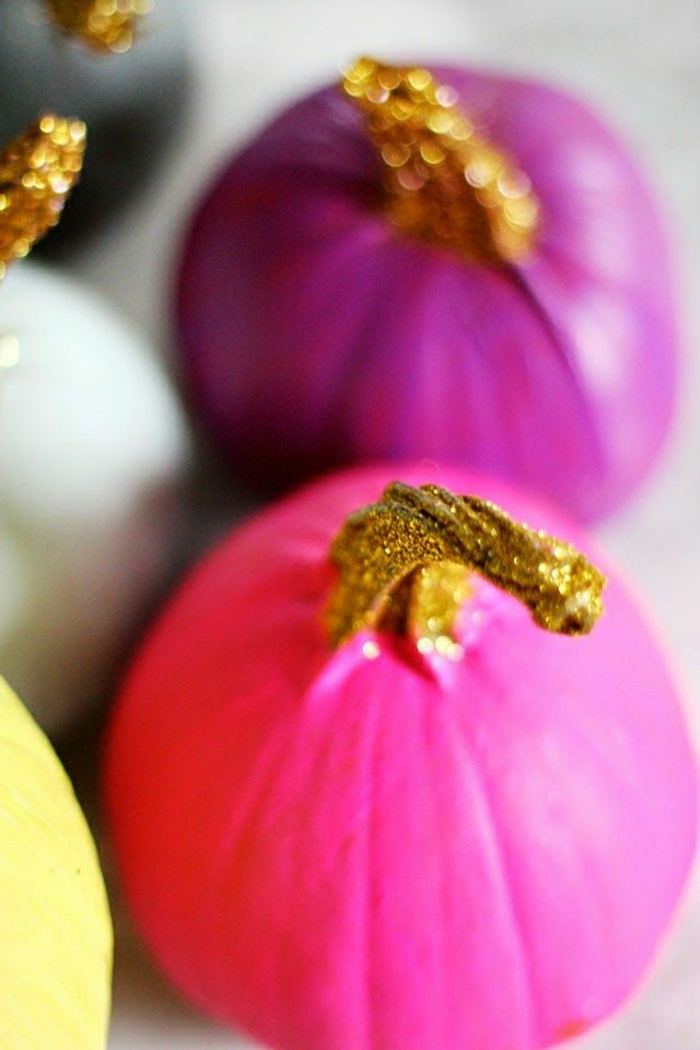calabazas pintadas del color del flash tallos de oro nueva idea-decoración