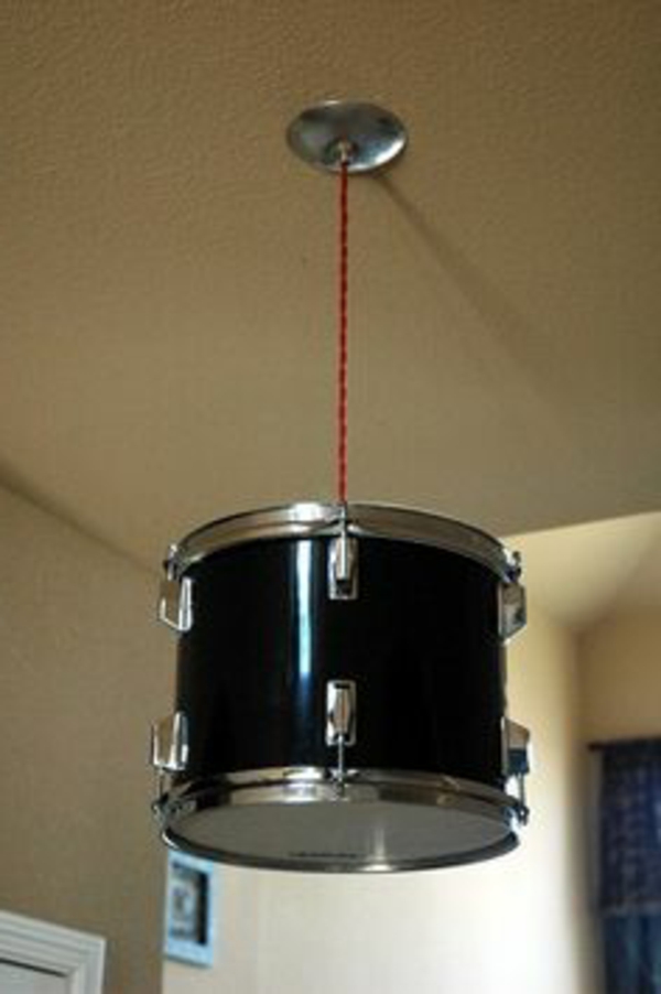 use tambor como lámpara de techo - ideas originales de artesanía para lámparas de diseño