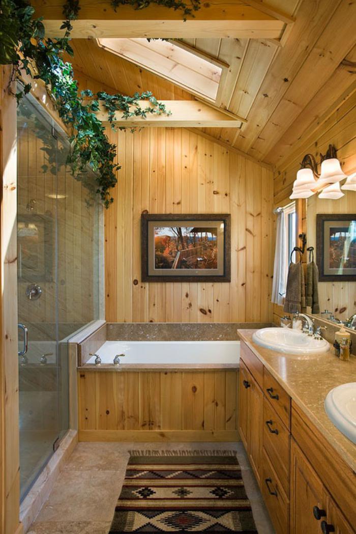 casa-baño-diseño-con-madera rústica