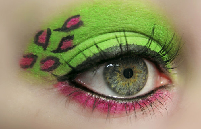 léopard face maquillage vert aveuglante