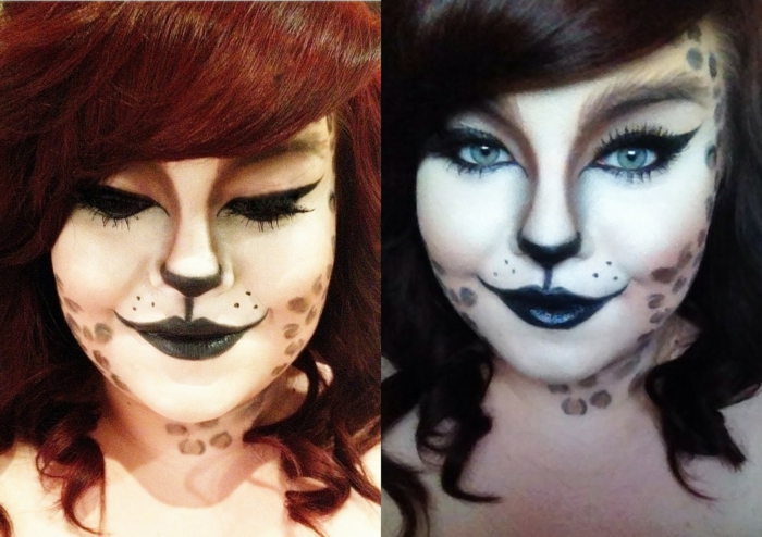λεοπάρδαλη πρόσωπο make-up, δύο εικόνες