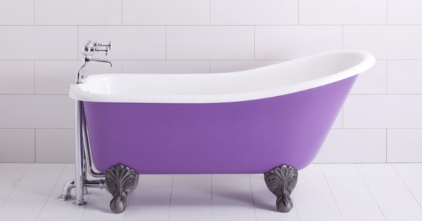 बैंगनी स्नान के लिए छोटे-बाथरूम-रेट्रो शैली