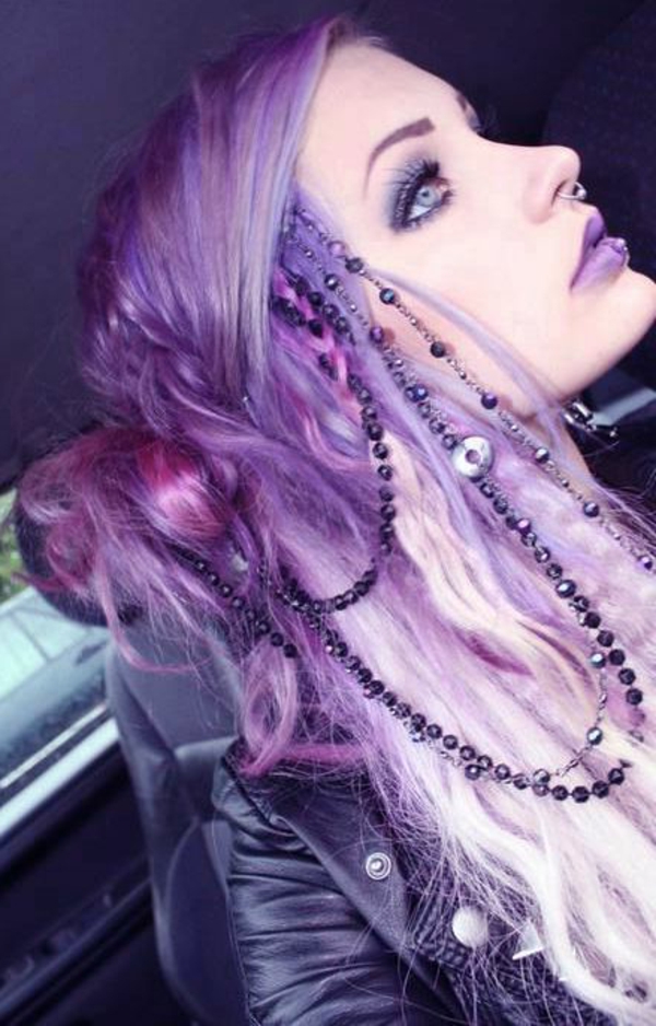 purpurno-kosa-ekstravagantni izgled - veliki izgled