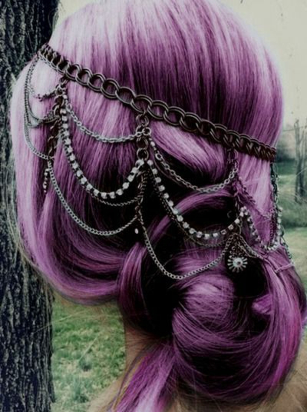 лилаво-коса-творчески декориран - страхотен външен вид