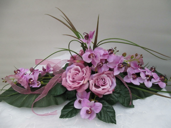 violetti ruusut Orkideat pöydän järjestelyjen-by-häät-kukka-asetelmat