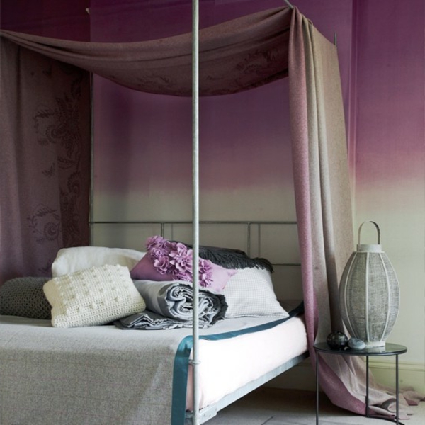 ljubičasto-spavaća soba-elegantni krevet dizajn projiciranja