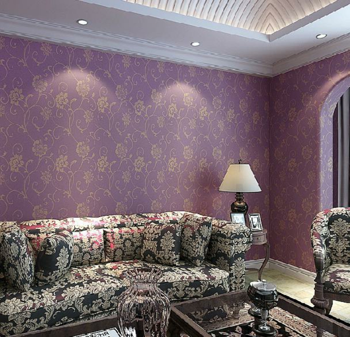 púrpura-Papel-acogedor-sala de estar