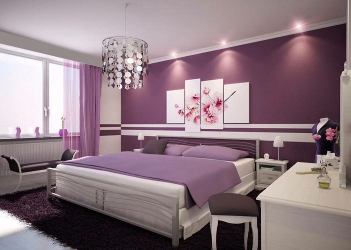 lila-tapéta-luxus hálószobák