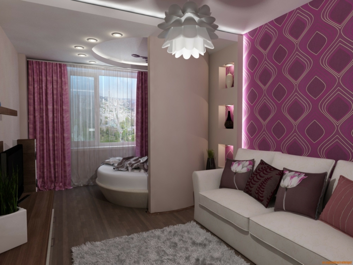 púrpura-Papel-hermosa-sala de estar