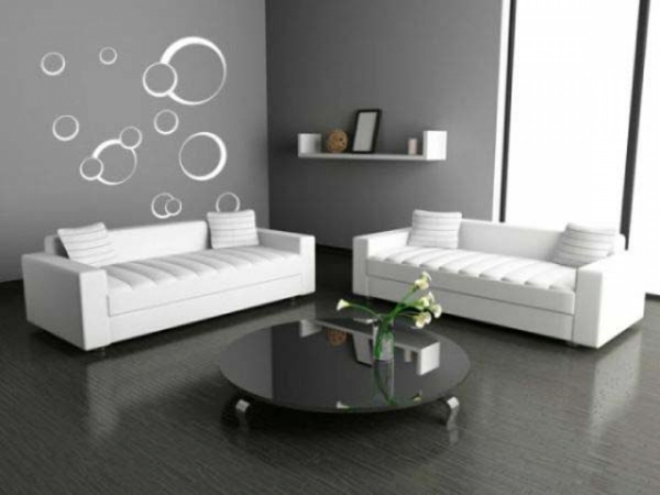 dnevni boravak-ideje-sivo-zid-bijeli kauč