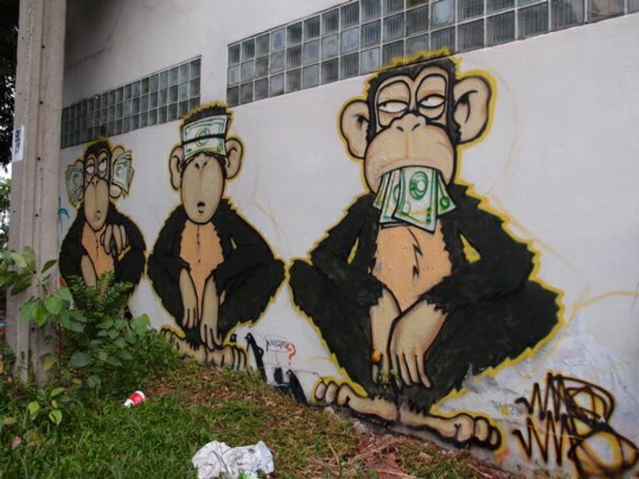 смешно Графити Monkey Пари долари