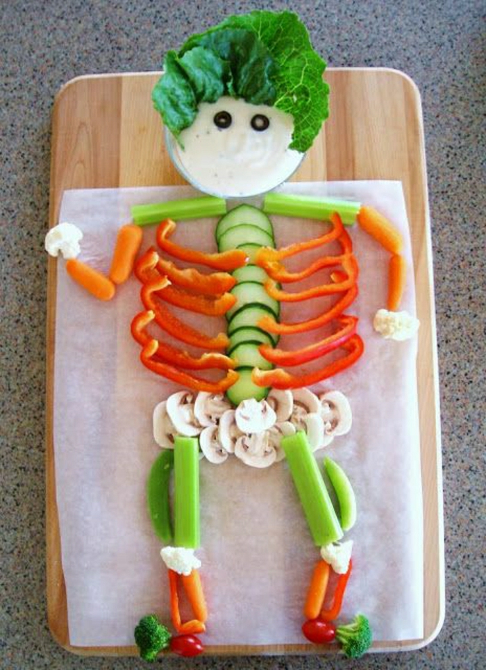 الأطفال فكرة مضحكة ورجل النباتية الغذاء الصحي