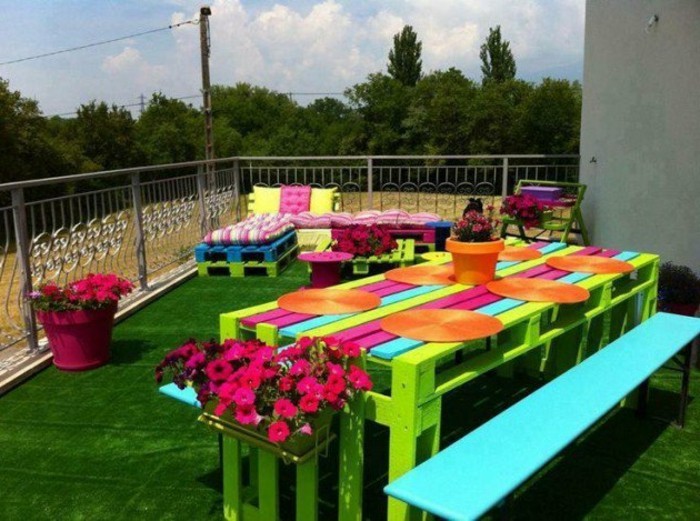drôle-Gartendeko-vous-faire-cool-meubles-en frais couleur coloré