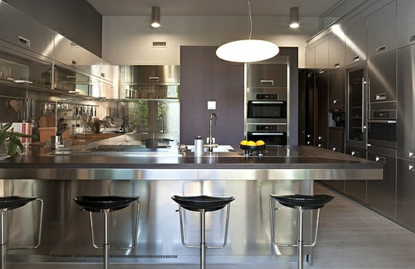 luksuzni nehrđajući čelik kuhinjski bar bar zdjele privjesak sudoperi - četiri moderne bar stolice