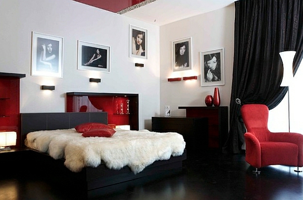 luxury-romanttinen makuuhuoneen-muotoilu-with-monia-kuvaa-at-the-wall