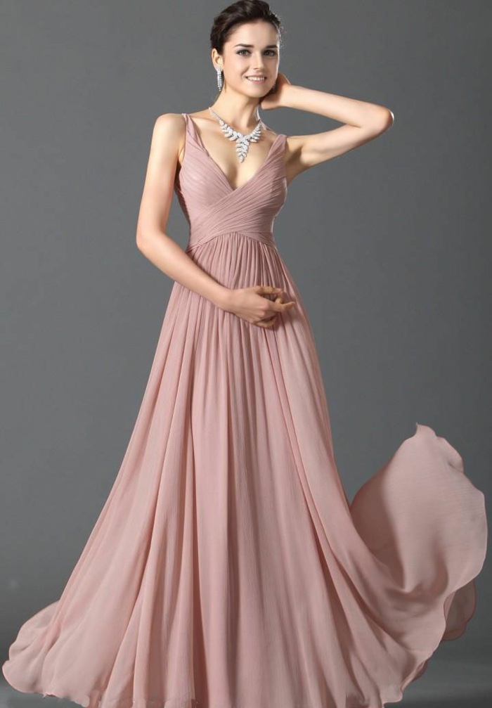 लक्जरी शाम पोशाक सुंदर-गुलाबी-मॉडल
