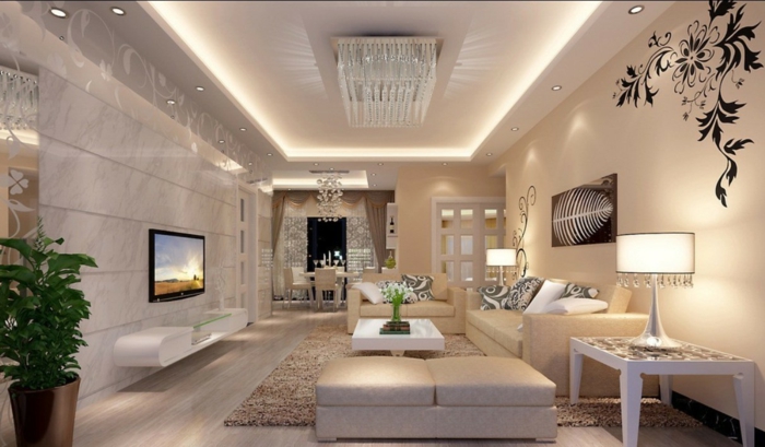 luxury-olohuone-moderni kattoon-valaistus