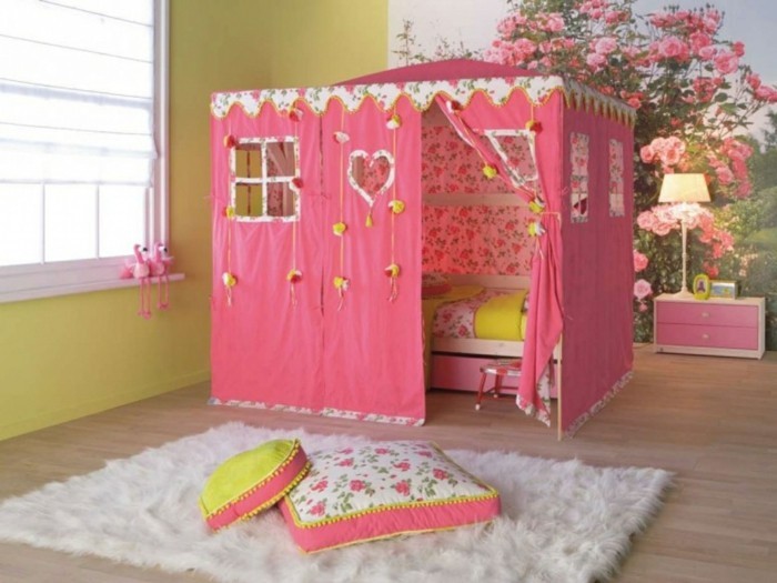 Sólo para chicas-habitación de los niños originales camas-modelo-como-un-poco-casa-con look-grandes-niños-muebles